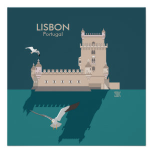 Tour de Belem de Lisbonne dans le style poster vin