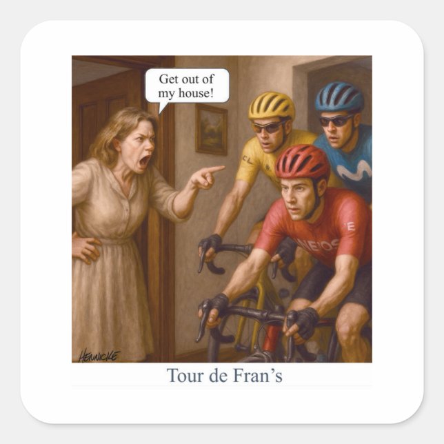 Tour de Fran’s Quadratischer Aufkleber (Vorderseite)