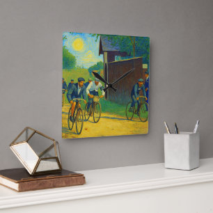 Tour de France erstes Rennen 1903 van Gogh Redux  Quadratische Wanduhr