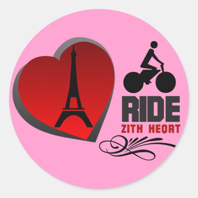 Tour De France Paris - Herz Runder Aufkleber (Vorderseite)