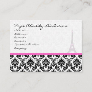 Tour Eiffel carte de visite noir blanc Damas