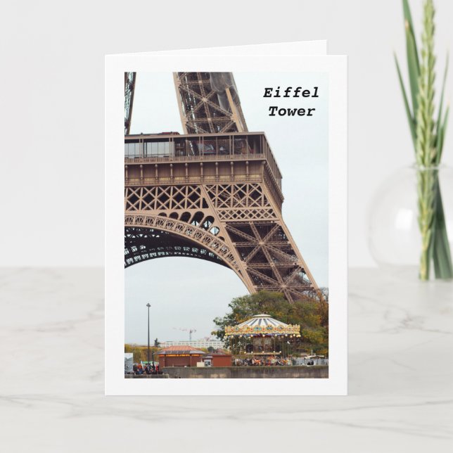 Tour Eiffel Carte de voeux pliée en blanc (Devant)