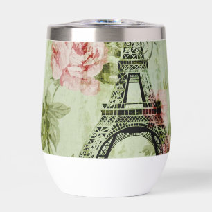 tour eiffel chic à la menthe rose à fleurs paris