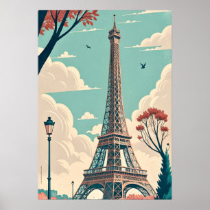 Tour Eiffel de Paris Art Mural de Voyage Vintage