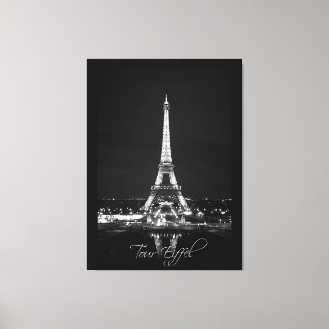 Tour Eiffel en Nuit B&W sur toile enrobée (Recto)