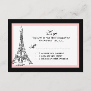Tour Eiffel épousant des cartes de RSVP