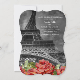 Tour Eiffel Faire-part de mariage Vintage fleuri
