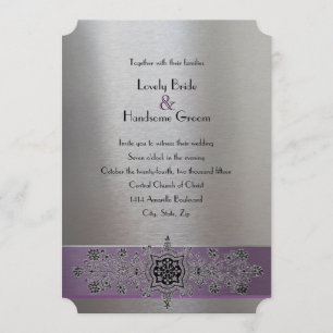 Tour Eiffel Faire-part de mariage violet et argent