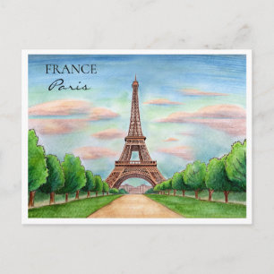 Tour Eiffel France Carte postale aquarelle