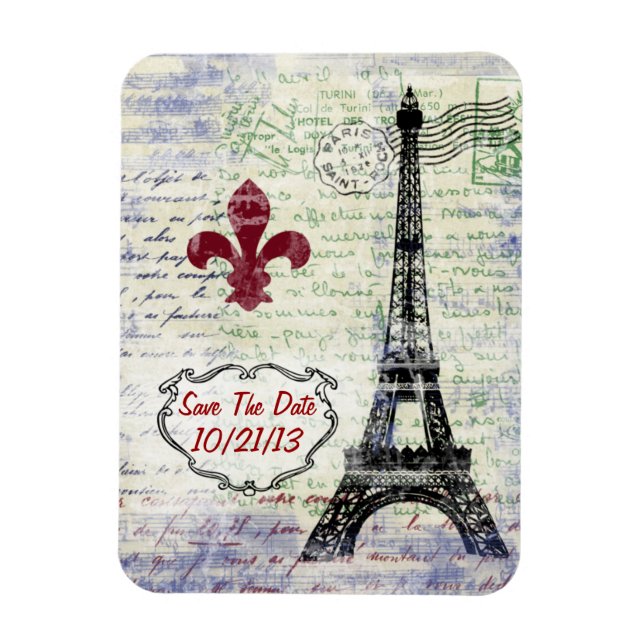 Tour Eiffel France Économisez La Date Magnet (Vertical)
