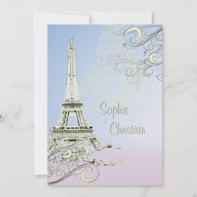Tour Eiffel + invitations aux mariages (Devant)