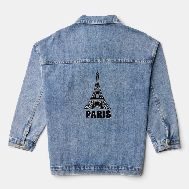 Tour Eiffel Paris Design Denim Veste (Verso)