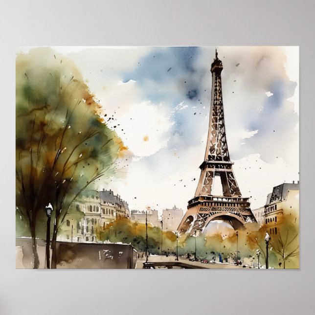 Tour Eiffel Paris France Art Imprimer Poster (Devant)