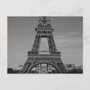 Tour Eiffel, Paris France, Carte postale noire & b