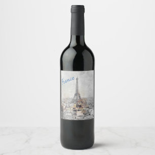 Tour Eiffel. Paris, France Étiquette de vin