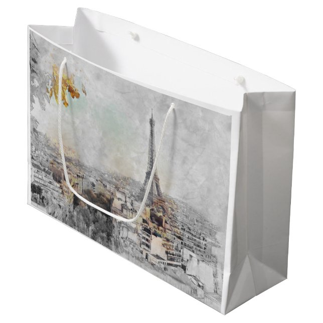 Tour Eiffel Paris France Grand Sac Cadeau | Paris (Devant Angle)