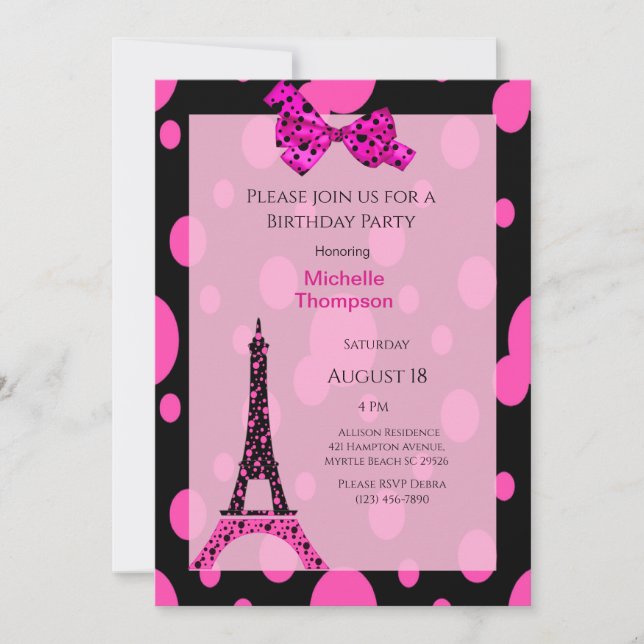 Tour Eiffel Paris Invitations d'anniversaire (Devant)