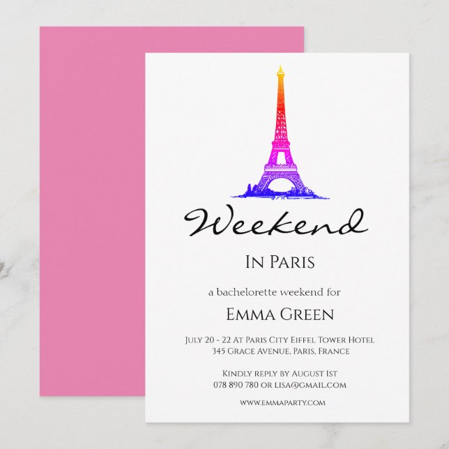 Tour Eiffel Paris | Weekend Getaway Invitation (Devant / Derrière)