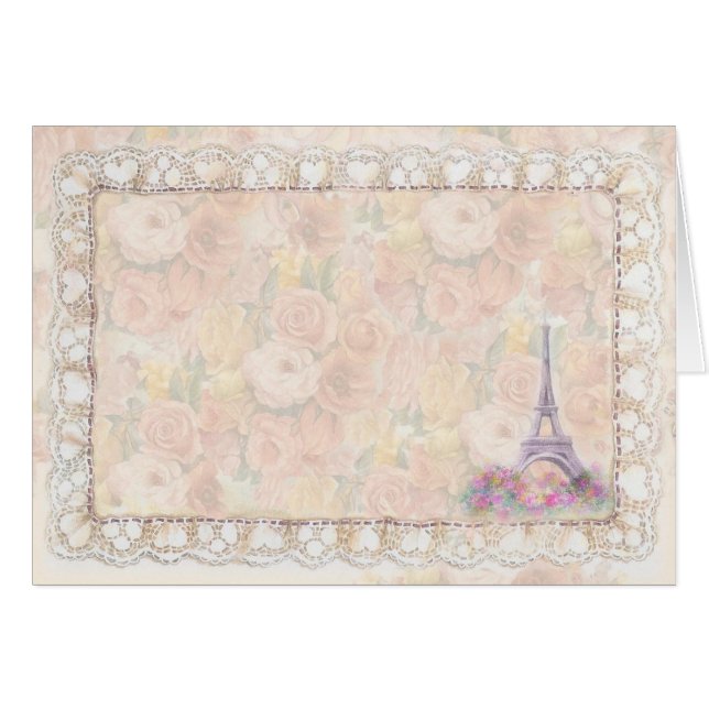 Tour Eiffel peint romantique de roses (Devant horizontal)