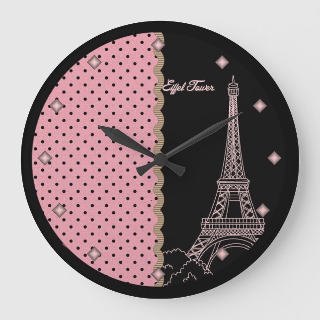 Tour Eiffel rose Horloge ronde (Recto)