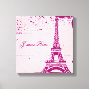 Tour Eiffel rose Toile Enveloppée