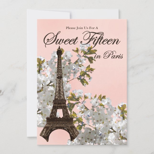 Tour Eiffel Sweet 15 Quinze Invitations (Devant)