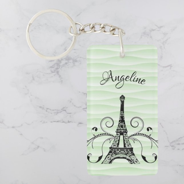 Tour Eiffel verte Porte - clé (Green Eiffel Tower Flourish Keychain)