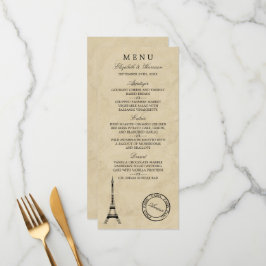 Tour Eiffel vintage Paris Postmark Mariage Menu