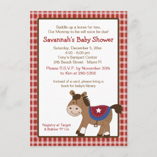 Tour Em Up Western Horse Baby shower Invitation