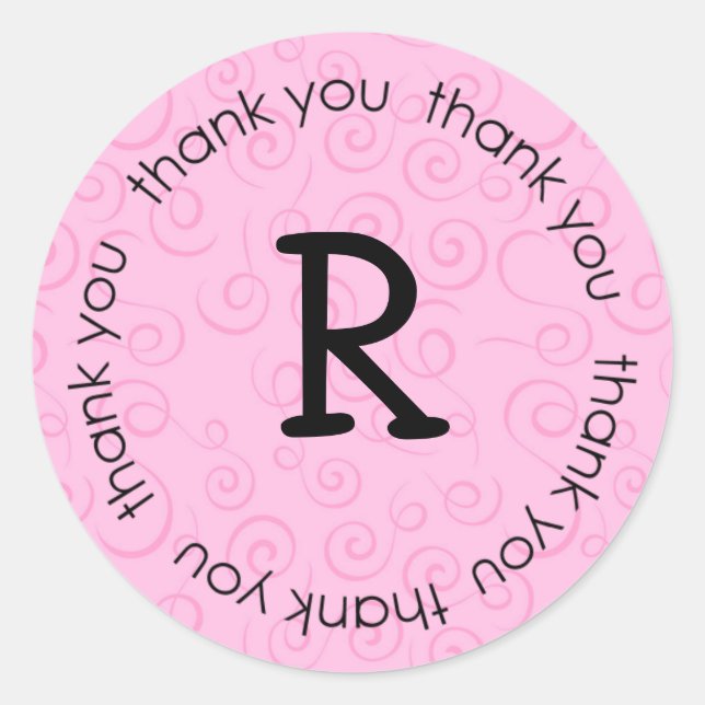 Tourbillon rose initial merci sticker (#LABL 005) (Devant)