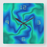 Tourbillonnant bleu inhabituel> Horloge murale art