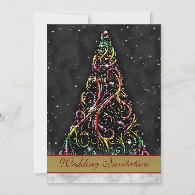 Tourbillonnant Noël Arbre Faire-part de mariage (Devant)