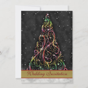 Tourbillonnant Noël Arbre Faire-part de mariage