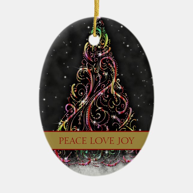 Tourbillonnant Noël Arbre Ovale Noël Ornement (Devant)