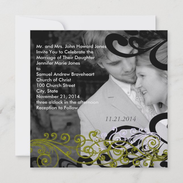 Tourbillonnant votre Faire-part de mariage photo (Devant)