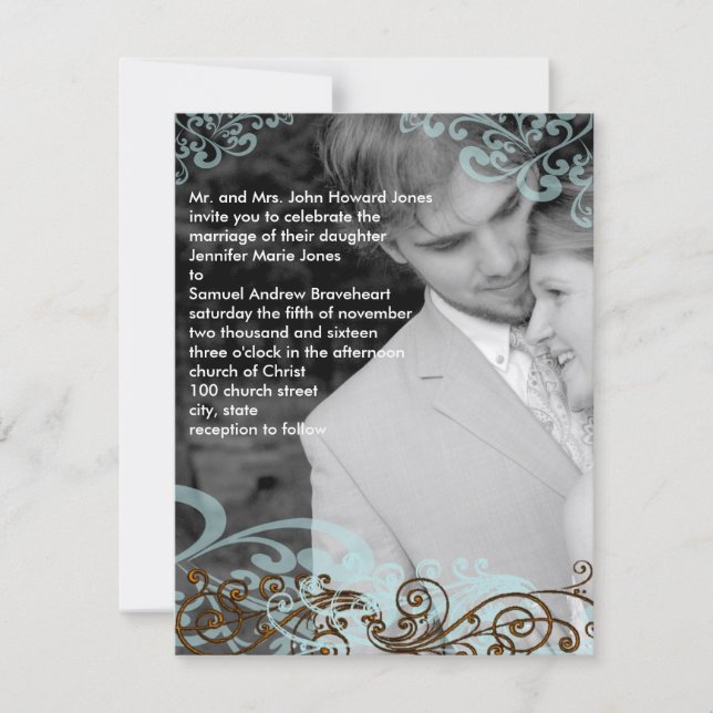 Tourbillonnant votre Faire-part de mariage photo b (Devant)