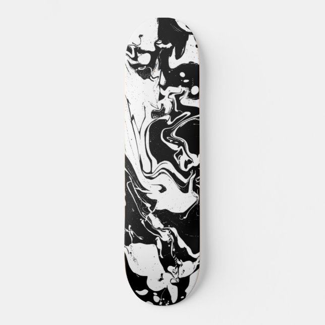 Tourbillons abstraits noirs et blancs - skateboard (Recto)