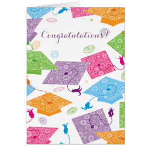 Tourbillons colorés casquettes graduation carte pe