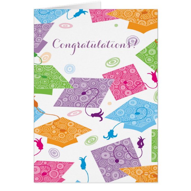 Tourbillons colorés casquettes graduation carte pe (Devant)
