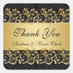 Tourbillons d'or, Sticker mariage damassé Merci