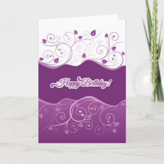 Tourbillons floraux violets joyeuse carte d'annive