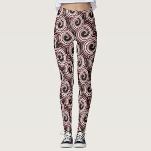 tourbillons roses et noirs leggings contemporains 