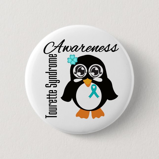 Tourette-Syndrom-Bewusstseins-Pinguin Button (Vorderseite)