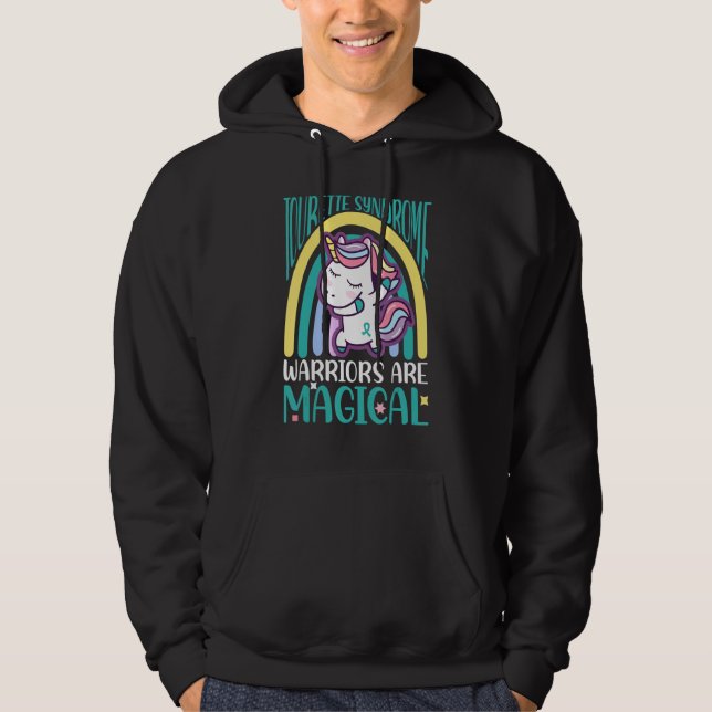 Tourette Syndrome Dabbing Magical Unicorn Teal Rib Hoodie (Vorderseite)