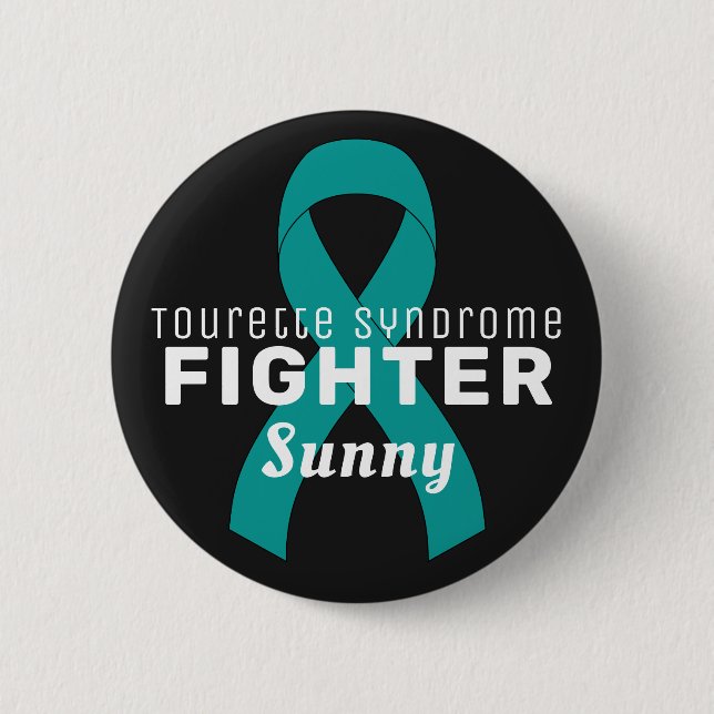 Tourette Syndrome Ribbon Black Button (Vorderseite)