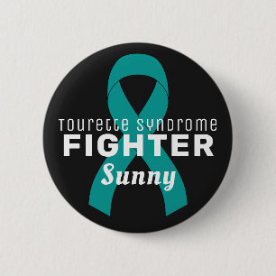 Tourette Syndrome Ribbon Black Button