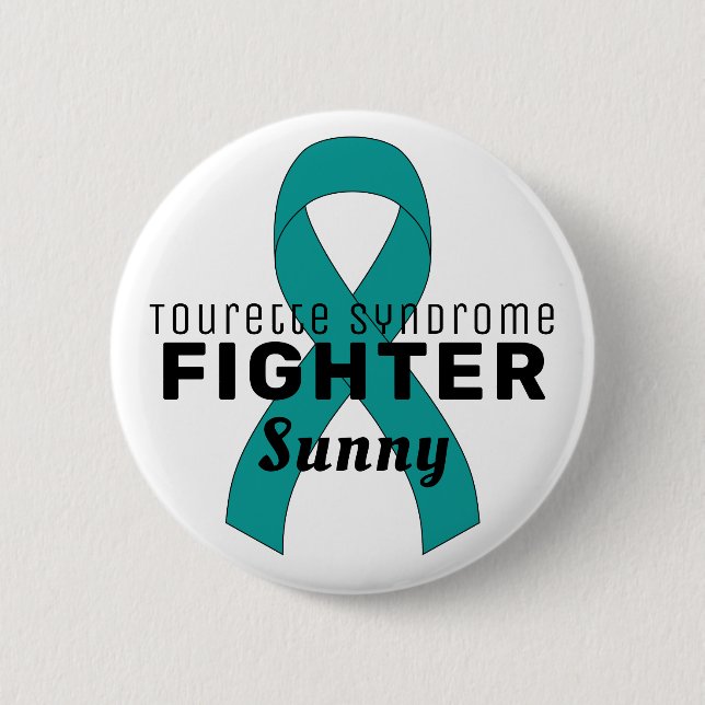 Tourette Syndrome Ribbon White Button (Vorderseite)