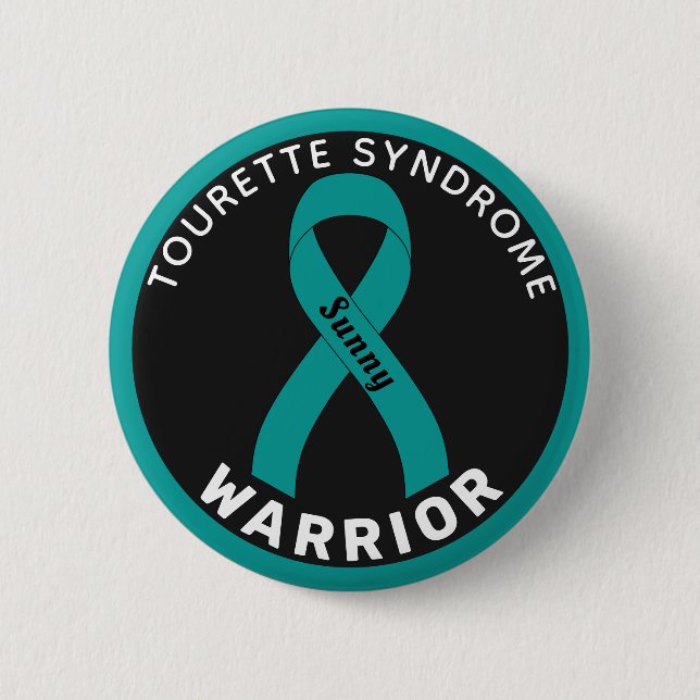 Tourette Syndrome Warrior Ribbon Black Button (Vorderseite)