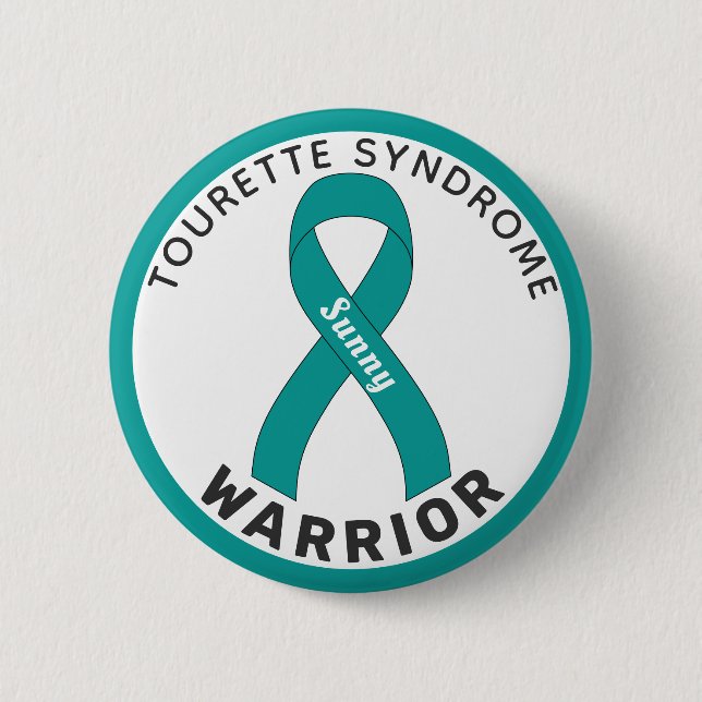 Tourette Syndrome Warrior Ribbon White Button (Vorderseite)