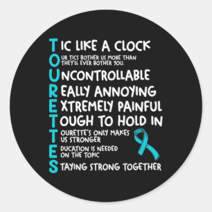 Tourettes bedeutet Aquamarines Ribbon Tourette Syn Runder Aufkleber